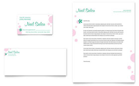 Nail Salon Business Card & Letterhead Template - Word, Publisher, InDesign, Illustrator, Pages, QuarkXPress, CorelDraw