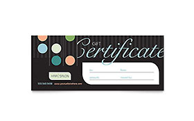 Beauty & Hair Salon Gift Certificate Template - Word, Publisher, InDesign, Illustrator, Pages, QuarkXPress, CorelDraw