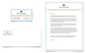 Real Estate Agent Business Card & Letterhead Template - Word, Publisher, InDesign, Illustrator, Pages, QuarkXPress, CorelDraw