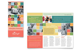 Non Profit Association for Children Trifold Brochure Template - Word, Publisher, InDesign, Illustrator, Pages, QuarkXPress, CorelDraw