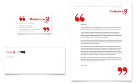 Bookstore & Library Business Card & Letterhead Template - Word, Publisher, InDesign, Illustrator, Pages, QuarkXPress, CorelDraw