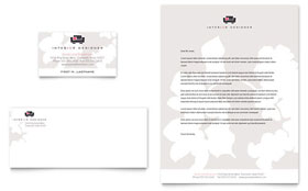Interior Designer Business Card & Letterhead Template - Word, Publisher, InDesign, Illustrator, Pages, QuarkXPress, CorelDraw