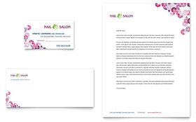 Nail Salon Business Card & Letterhead Template - Word, Publisher, InDesign, Illustrator, Pages, QuarkXPress, CorelDraw