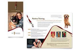 Pet Training & Dog Walking Trifold Brochure Template - Word, Publisher, InDesign, Illustrator, Pages, QuarkXPress, CorelDraw