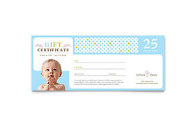 Infant Care & Babysitting Gift Certificate Template - Word, Publisher, InDesign, Illustrator, Pages, QuarkXPress, CorelDraw