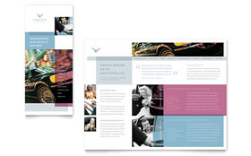Limousine Service Trifold Brochure Template - Word, Publisher, InDesign, Illustrator, Pages, QuarkXPress, CorelDraw
