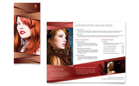 Hair Stylist & Salon Trifold Brochure Template - Word, Publisher, InDesign, Illustrator, Pages, QuarkXPress, CorelDraw