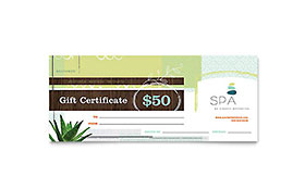 Day Spa Gift Certificate Template - Word, Publisher, InDesign, Illustrator, Pages, QuarkXPress, CorelDraw