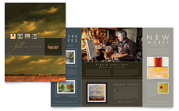 Art Gallery & Artist Brochure Template - Word, Publisher, InDesign, Illustrator, Pages, QuarkXPress, CorelDraw