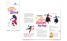 Dance Studio Trifold Brochure Template - Word, Publisher, InDesign, Illustrator, Pages, QuarkXPress, CorelDraw