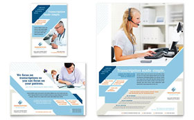 Medical Transcription Flyer & Ad Template - Word, Publisher, InDesign, Illustrator, Pages, QuarkXPress, CorelDraw
