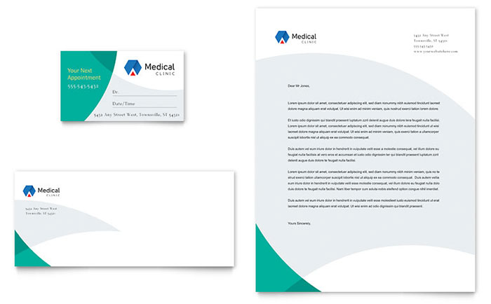 Doctor's Office Business Card & Letterhead Template - Word, Publisher, InDesign, Illustrator, Pages, QuarkXPress, CorelDraw