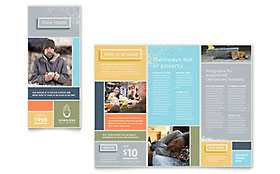 Homeless Shelter Trifold Brochure Template - Word, Publisher, InDesign, Illustrator, Pages, QuarkXPress, CorelDraw