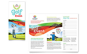 Charity Golf Event Trifold Brochure Template - Word, Publisher, InDesign, Illustrator, Pages, QuarkXPress, CorelDraw