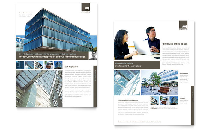 Architect Datasheet Template - Word, Publisher, InDesign, Illustrator, Pages, QuarkXPress, CorelDraw