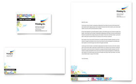 Printing Company Business Card & Letterhead Template - Word, Publisher, InDesign, Illustrator, Pages, QuarkXPress, CorelDraw