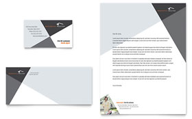 Contemporary & Modern Real Estate Business Card & Letterhead Template - Word, Publisher, InDesign, Illustrator, Pages, QuarkXPress, CorelDraw