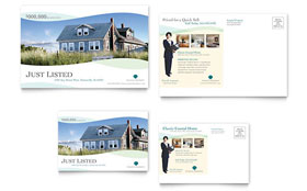 Coastal Real Estate Postcard Template - Word, Publisher, InDesign, Illustrator, Pages, QuarkXPress, CorelDraw