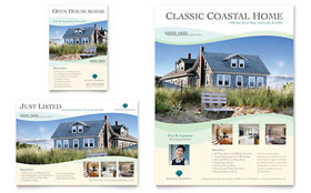 Coastal Real Estate Flyer & Ad Template - Word, Publisher, InDesign, Illustrator, Pages, QuarkXPress, CorelDraw