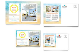 Beach House Postcard Template - Word, Publisher, InDesign, Illustrator, Pages, QuarkXPress, CorelDraw