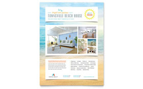 Beach House Flyer Template - Word, Publisher, InDesign, Illustrator, Pages, QuarkXPress, CorelDraw