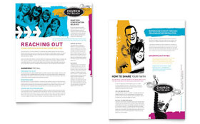 Church Outreach Ministries Datasheet Template - Word, Publisher, InDesign, Illustrator, Pages, QuarkXPress, CorelDraw