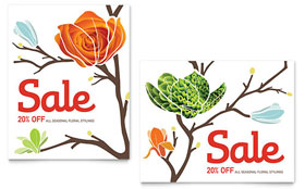 Flower Shop Poster Template - Word, Publisher, InDesign, Illustrator, Pages, QuarkXPress, CorelDraw