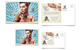Body Art & Tattoo Artist Postcard Template - Word, Publisher, InDesign, Illustrator, Pages, QuarkXPress, CorelDraw
