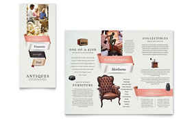 Antique Mall Trifold Brochure Template - Word, Publisher, InDesign, Illustrator, Pages, QuarkXPress, CorelDraw