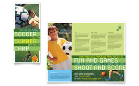 Soccer Sports Camp Trifold Brochure Template - Word, Publisher, InDesign, Illustrator, Pages, QuarkXPress, CorelDraw