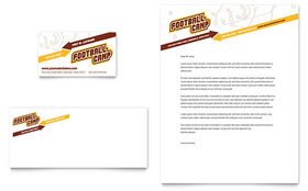 Football Sports Camp Business Card & Letterhead Template - Word, Publisher, InDesign, Illustrator, Pages, QuarkXPress, CorelDraw