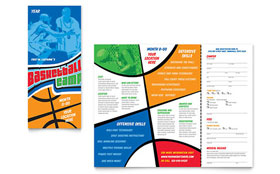 Basketball Sports Camp Trifold Brochure Template - Word, Publisher, InDesign, Illustrator, Pages, QuarkXPress, CorelDraw