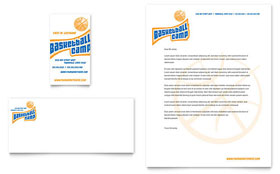 Basketball Sports Camp Business Card & Letterhead Template - Word, Publisher, InDesign, Illustrator, Pages, QuarkXPress, CorelDraw