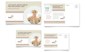 Pilates & Yoga Postcard Template - Word, Publisher, InDesign, Illustrator, Pages, QuarkXPress, CorelDraw