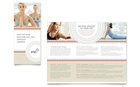 Pilates & Yoga Trifold Brochure Template - Word, Publisher, InDesign, Illustrator, Pages, QuarkXPress, CorelDraw
