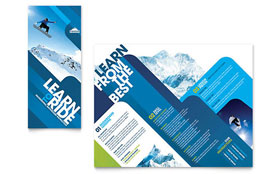 Ski & Snowboard Instructor Trifold Brochure Template - Word, Publisher, InDesign, Illustrator, Pages, QuarkXPress, CorelDraw