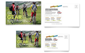 Mountain Bike Rentals Postcard Template - Word, Publisher, InDesign, Illustrator, Pages, QuarkXPress, CorelDraw