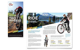 Mountain Bike Rentals Trifold Brochure Template - Word, Publisher, InDesign, Illustrator, Pages, QuarkXPress, CorelDraw