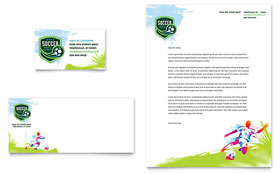 Youth Soccer Business Card & Letterhead Template - Word, Publisher, InDesign, Illustrator, Pages, QuarkXPress, CorelDraw