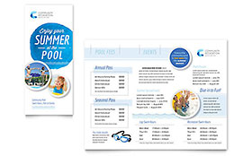Community Swimming Pool Trifold Brochure Template - Word, Publisher, InDesign, Illustrator, Pages, QuarkXPress, CorelDraw