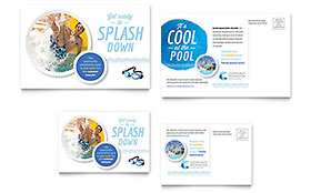Community Swimming Pool Postcard Template - Word, Publisher, InDesign, Illustrator, Pages, QuarkXPress, CorelDraw