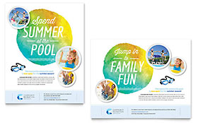 Community Swimming Pool Poster Template - Word, Publisher, InDesign, Illustrator, Pages, QuarkXPress, CorelDraw