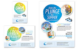 Community Swimming Pool Flyer & Ad Template - Word, Publisher, InDesign, Illustrator, Pages, QuarkXPress, CorelDraw