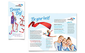Gymnastics Academy Trifold Brochure Template - Word, Publisher, InDesign, Illustrator, Pages, QuarkXPress, CorelDraw