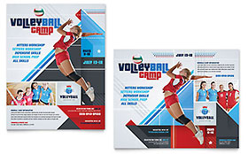 Volleyball Camp Poster Template - Word, Publisher, InDesign, Illustrator, Pages, QuarkXPress, CorelDraw