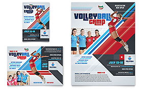 Volleyball Camp Flyer & Ad Template - Word, Publisher, InDesign, Illustrator, Pages, QuarkXPress, CorelDraw