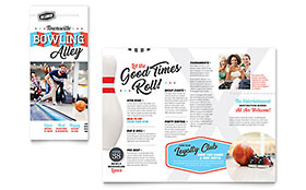 Bowling Trifold Brochure Template - Word, Publisher, InDesign, Illustrator, Pages, QuarkXPress, CorelDraw