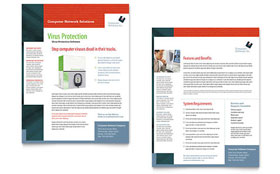 Computer Software Company Datasheet Template - Word, Publisher, InDesign, Illustrator, Pages, QuarkXPress, CorelDraw