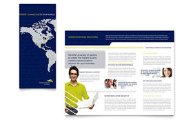 Global Communications Company Trifold Brochure Template - Word, Publisher, InDesign, Illustrator, Pages, QuarkXPress, CorelDraw