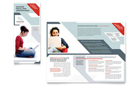 Computer Solutions Trifold Brochure Template - Word, Publisher, InDesign, Illustrator, Pages, QuarkXPress, CorelDraw